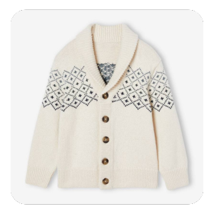 Jungen Strickjacke mit Jacquard-Motiven - weiß meliert